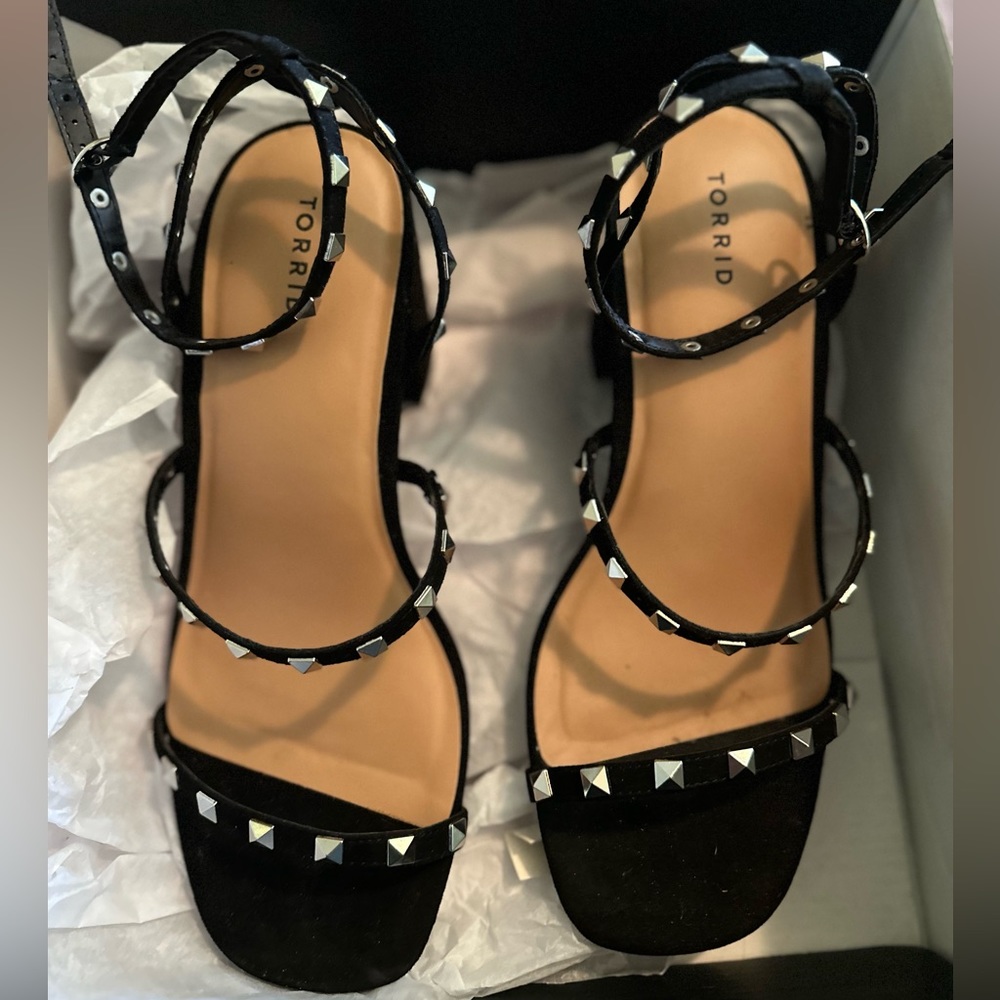Black Block Heel with Studs Size 10